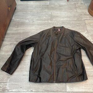 Vintage brown leather moto cafe racer jacket XXL 2XL Danier